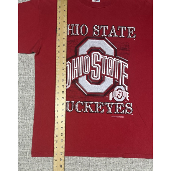 Vintage 1990s Ohio State Buckeyes Large Print Logo Red T Shirt Sz Large TNT Tag - Picture 3 of 10